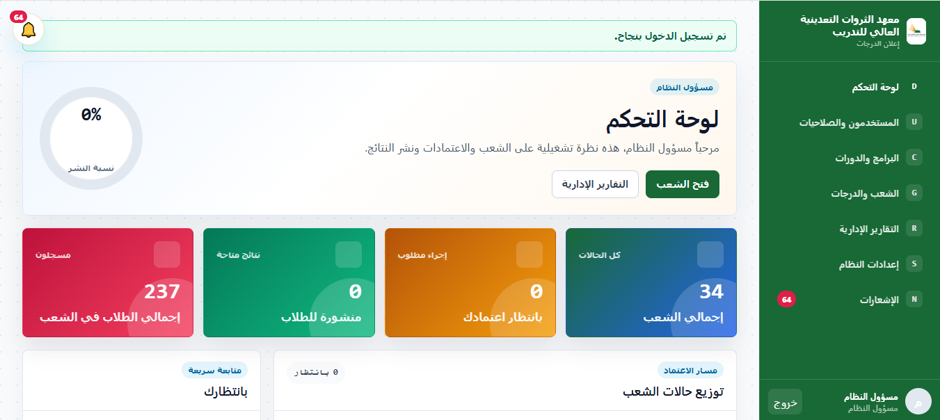 منصة اعلان الدرجات
